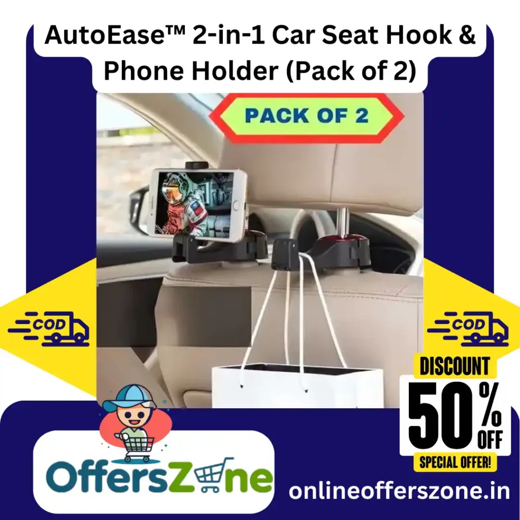 AutoEase™ 2-in-1 Car Seat Hook & Phone Holder (Pack of 2)